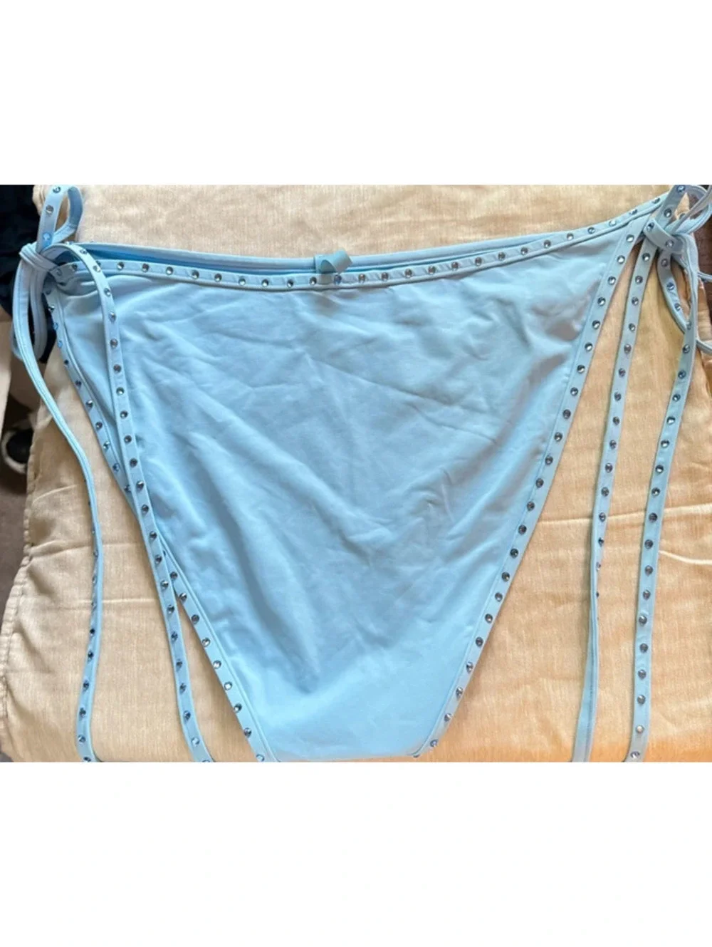 Skims Swim NWT Rhinestone Swim Tie Bikini Bottom Iris Blue Size 4X